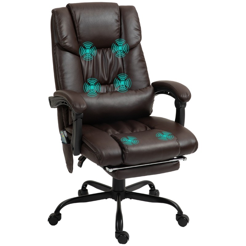High Back Vibration Massage Office Chair with 6 Vibration Points, Brown