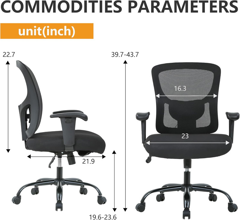 Ergonomic Big & Tall Office Chair with Lumbar Support - 500Lbs Capacity gallery