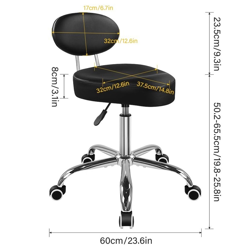 Saddle Stool with Back Adjustable Drafting Chair Swivel Rolling Stool with Ba... gallery