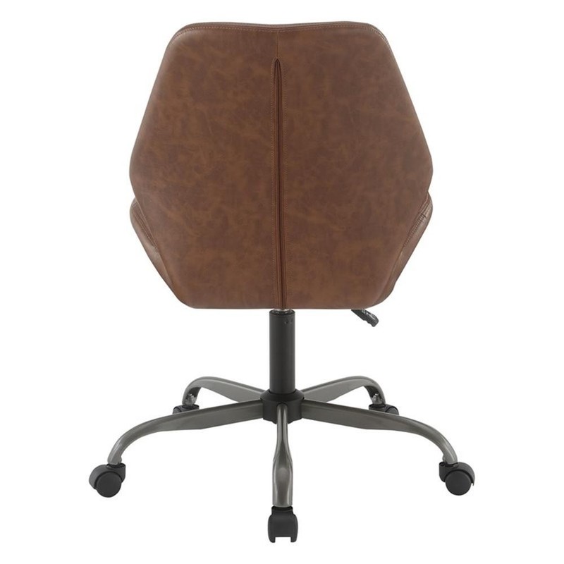 Scranton & Co Modern Office Chair in Saddle Brown Faux Leather Titanium Base gallery
