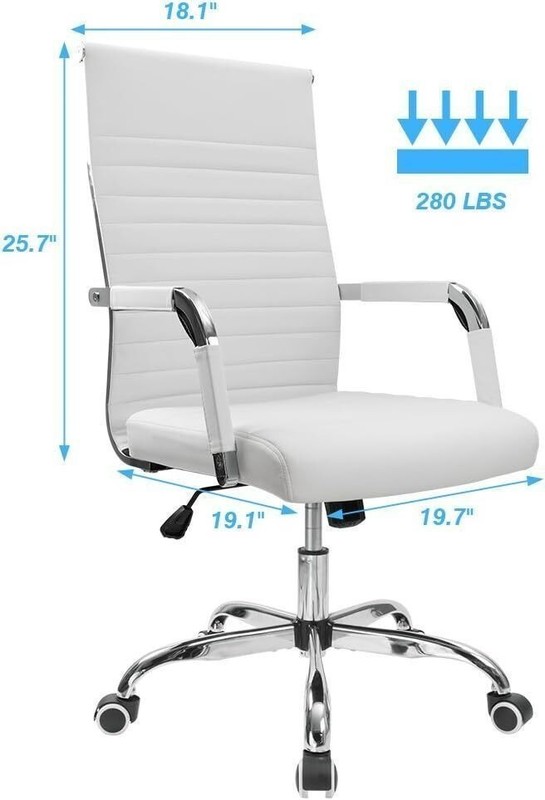 Ribbed Office Desk Chair Mid-Back PU Leather Executive Conference Task Chair US gallery