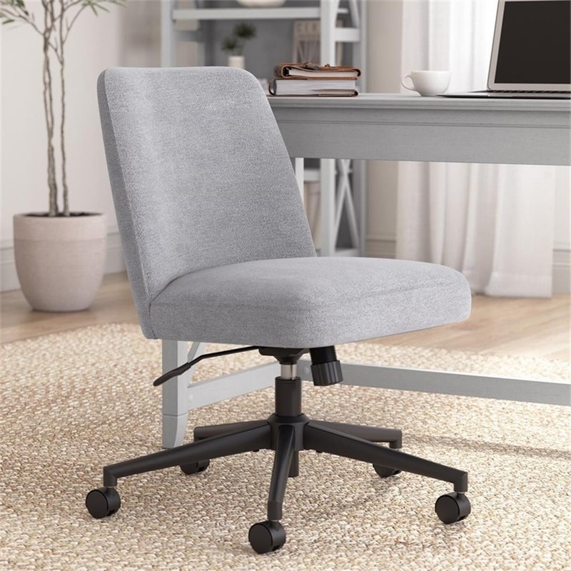 Pemberly Row Mid Back Armless Office Chair with Wheels in Cool Gray Fabric gallery
