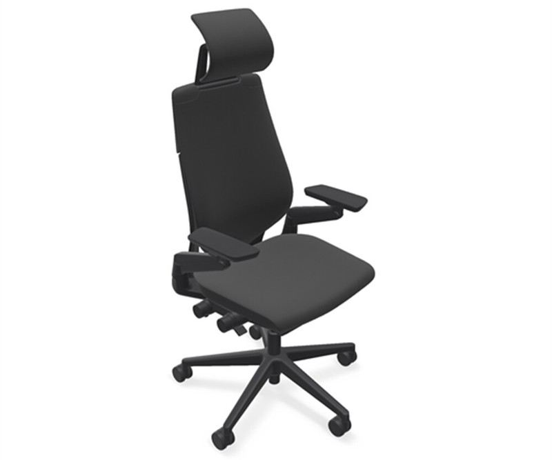 Steelcase Gesture Adjustable Headrest Office Task Desk Chair Black Leather