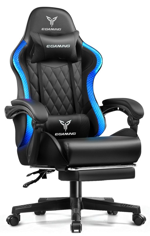 Gaming Chair with Footrest Ergonomic High-Back PU Leather Computer Chair with…