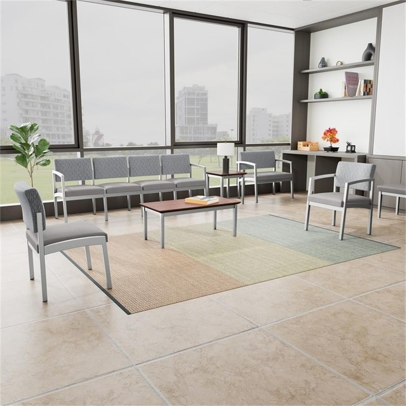 Pemberly Row Reception Waiting Oversize Guest Chair-Silver Steel-Black gallery