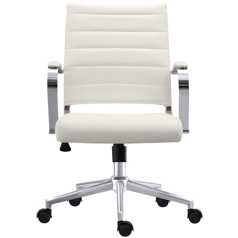 Low Back Ribbed Leather Adjustable Cushion Office Chair Computer Desk Seat