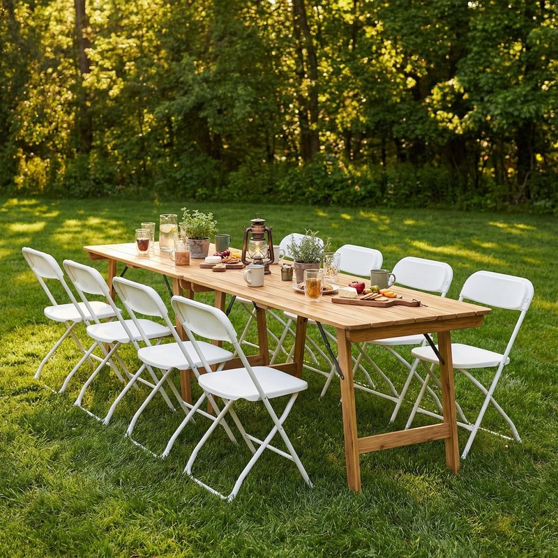 DUMOS Folding Chairs Sets of 20, 330lbs Capacity Plastic White gallery