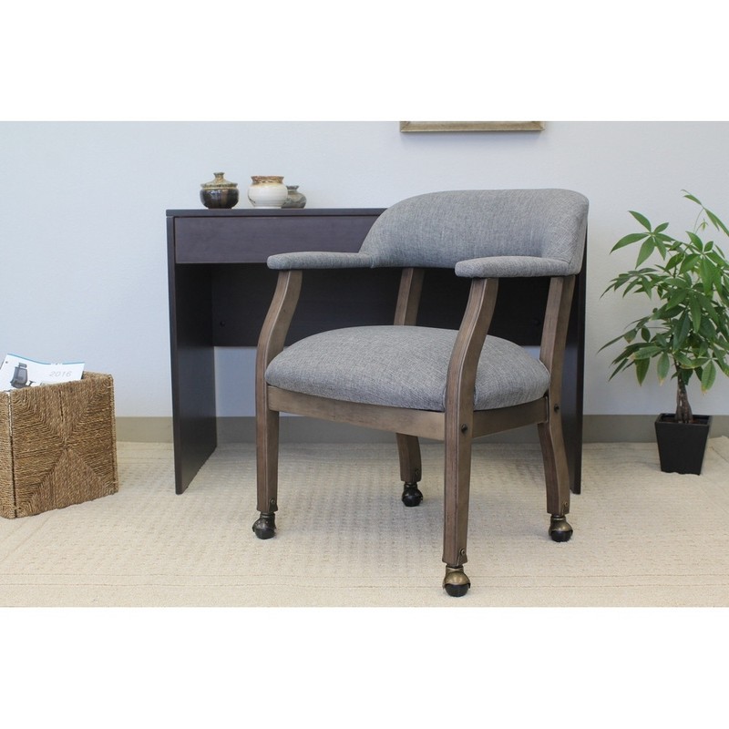 Boss Modern Captain's Chair in Slate Grade Commercial Grade Linen With Casters gallery