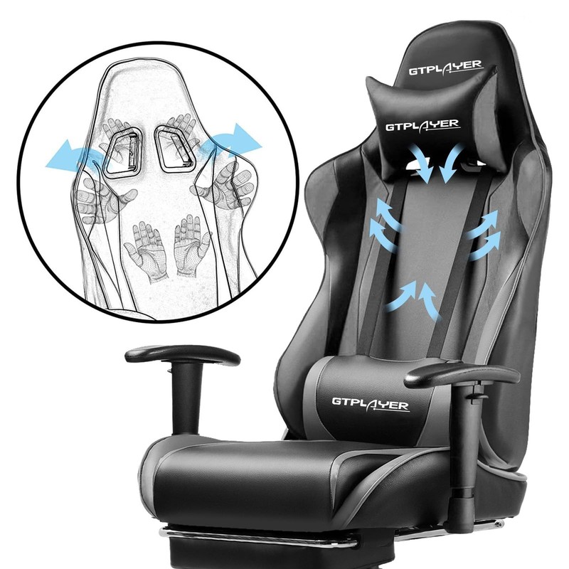 Ergonomic Gaming Chair with Footrest, Reclining Desk Chair, Adjustable Height, S gallery