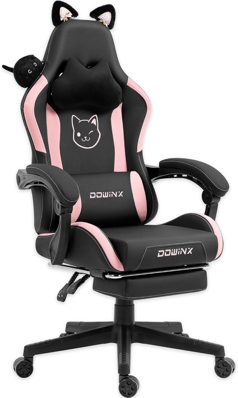 Dowinx Gaming Chair Black Pink Cat Ears