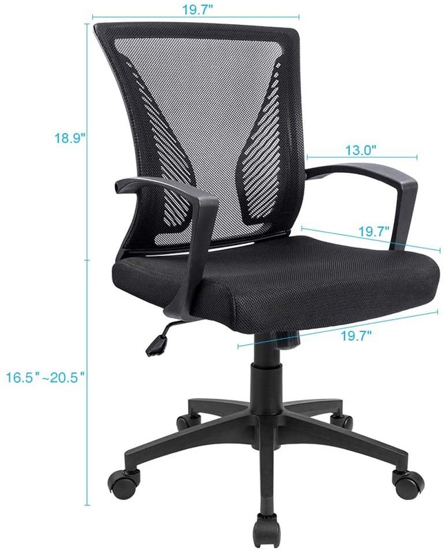 Office Chair Ergonomic Computer Desk Mesh Chair Mid Back Swivel Lumbar Support w gallery