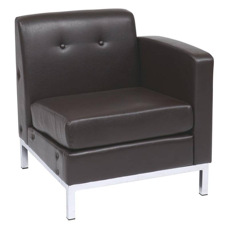 Wall Street Right Facing Armchair Espresso Faux Leather gallery