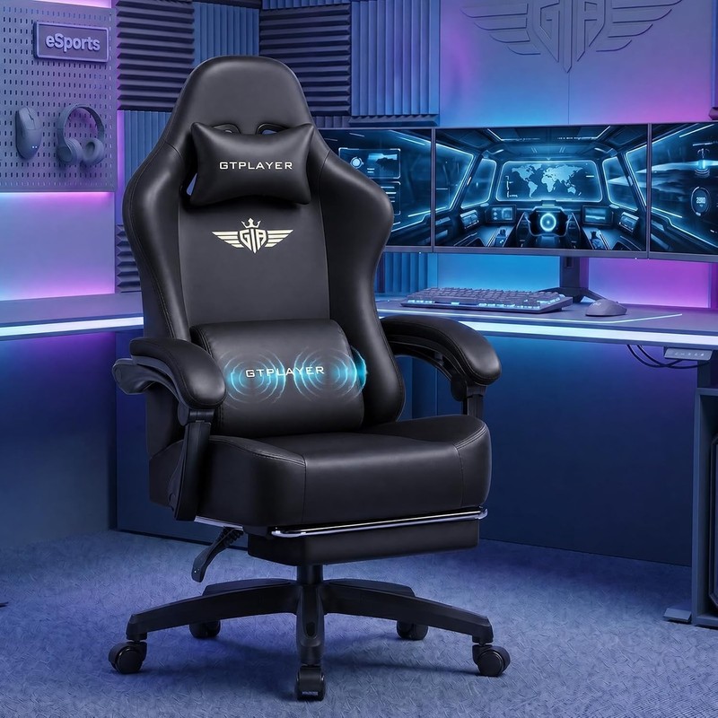 Big and Tall Gaming Chair 400lbs Heavy Duty Office Chair with Footrest, High ... gallery