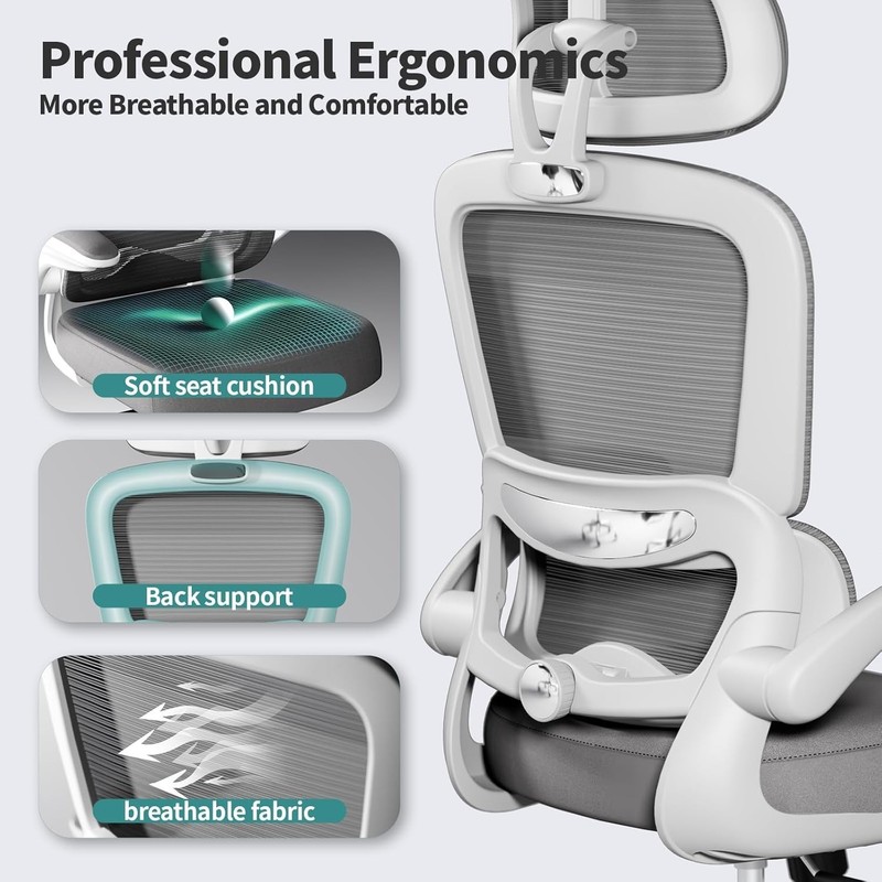 Stylish Ergonomic Office Chair - Adjustable Height, White gallery