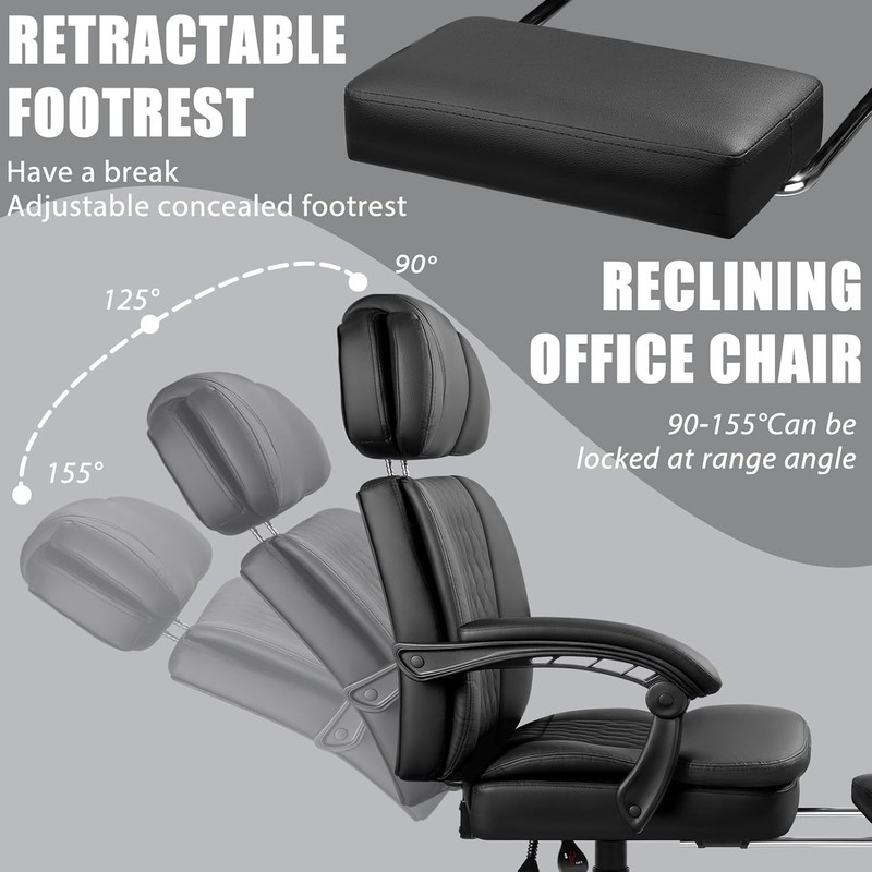400lbs Executive Office Chair W/ Foot Rest Ergonomic Heavy Duty Big & Tall Desk gallery