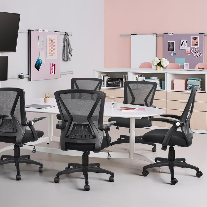 Ergonomic Mesh Office Chair with Lumbar Support & Flip-Up Arms, Black gallery