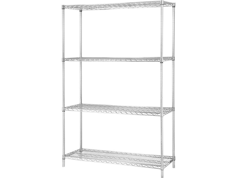 Lorell Industrial Wire Shelving Starter Kit 4 Shelf/Post 36"x18" CE 84187