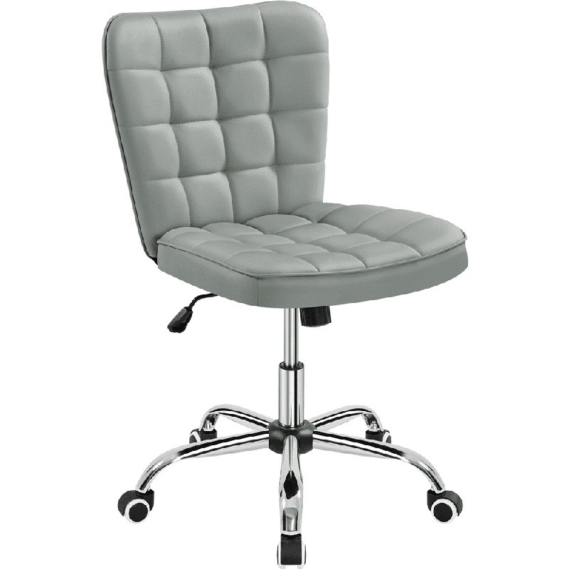 Armless Faux Leather Office Chair Adjustable Height Ergonomic Modern Task Chair