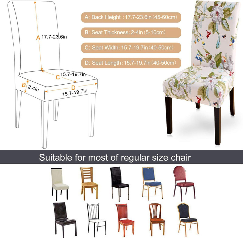 SearchI Dining Room Chair Covers Slipcovers Set of 6 per set, Beige+flowers gallery