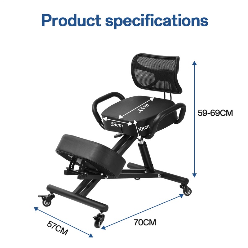 Ergonomic Kneeling Chair Adjustable Stool Upright Back Posture Home Office gallery