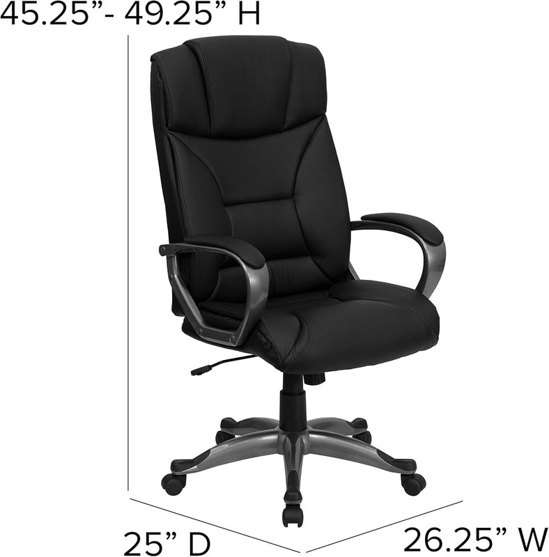 Ergonomic High Back Black Leather Executive Swivel Office Chair with Arms gallery