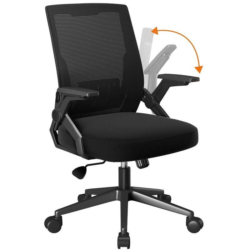 Office Chair with Flip-up Armrests Ergonomic Computer Desk Chair with Adaptiv…