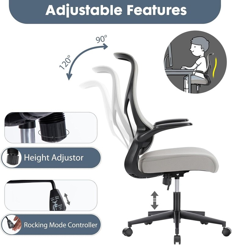 HOMEFLA Ergonomic Flip-up Arms Mesh Office Chair High Back Desk Chair with Wheel gallery