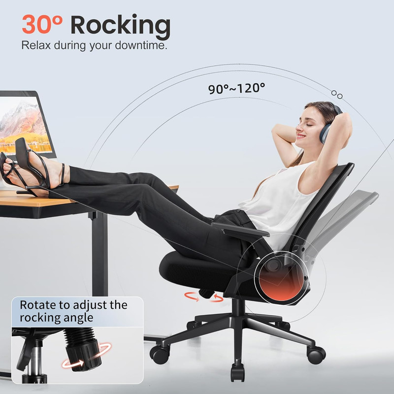 COMHOMA Office Chair with Flip-up Armrests Ergonomic Computer Desk Chair with Ad gallery