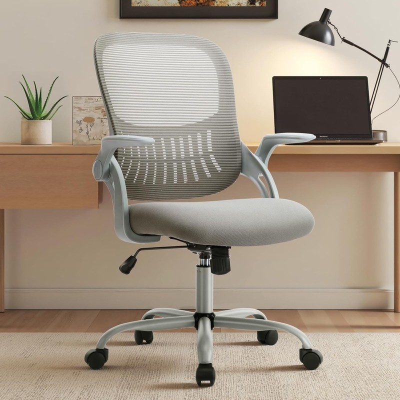 Home Office Mesh Chair Ergonomic Adjustable Swivel Lumbar Support Grey