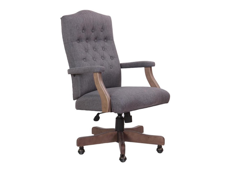 BOSS Executive Slate Grey Commercial Grade Linen Chair With Driftwood Finish Fra gallery