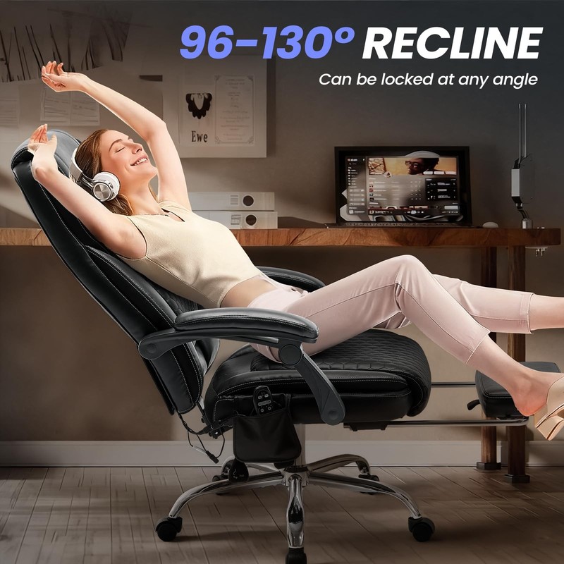 Massage Office Chair with 3-Level Heat and Footrest – 20-Min Easy Assembly, 3... gallery