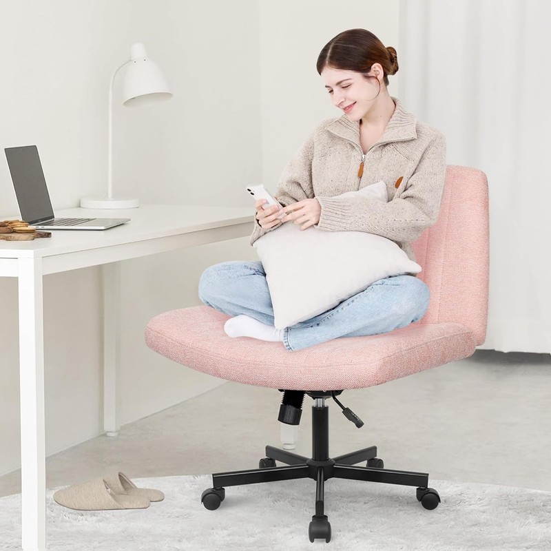 Pink Criss Cross Office Chair | Wide Seat, Swivel, Adjustable | Comfy Fabric ... gallery