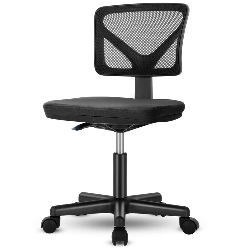 Low-Back Mesh Office Chair W/ Lumbar Support Armless Swivel Rolling Chair