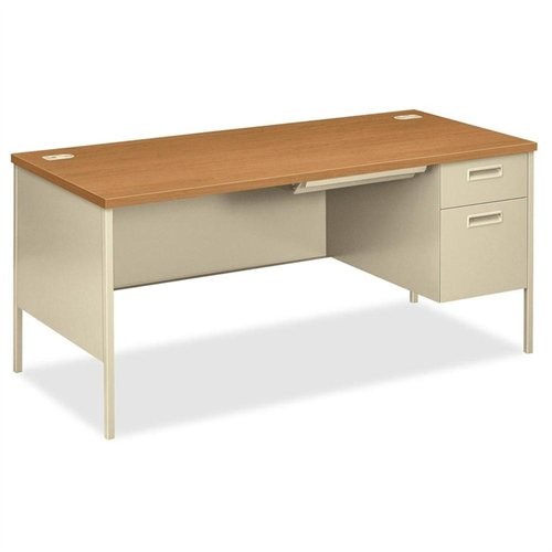 The Hon P3265RCL Pedestal Desk 66″W Harvest/Putty Steel