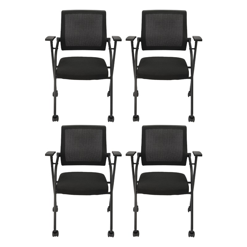 4-Piece Ergonomic Conference Room Chairs with Armrests and Wheels gallery