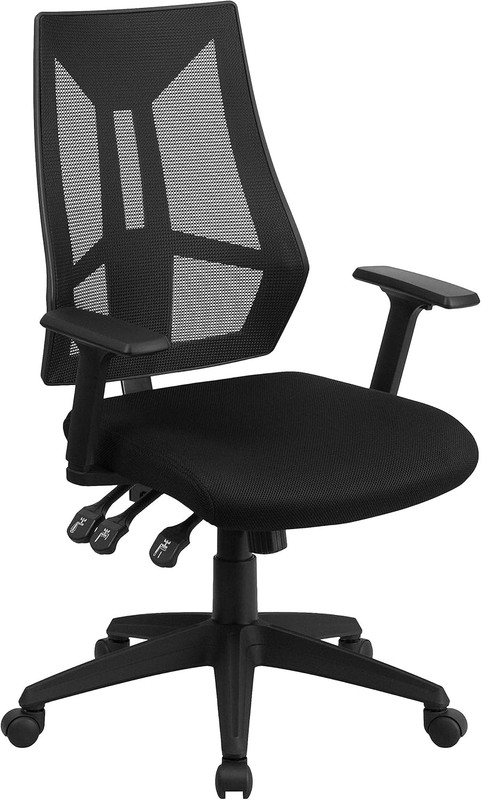 Ergonomic High Back Black Mesh Office Chair with Adjustable Arms & Swivel