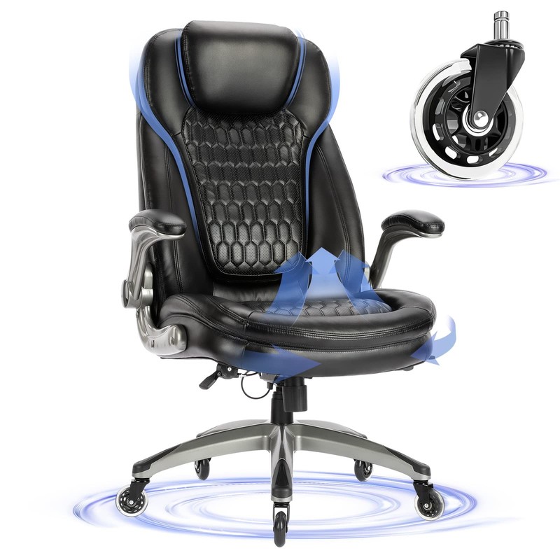 Executive Office Chair-Ergonomic Computer Desk Chair, High Back Leather Chair…
