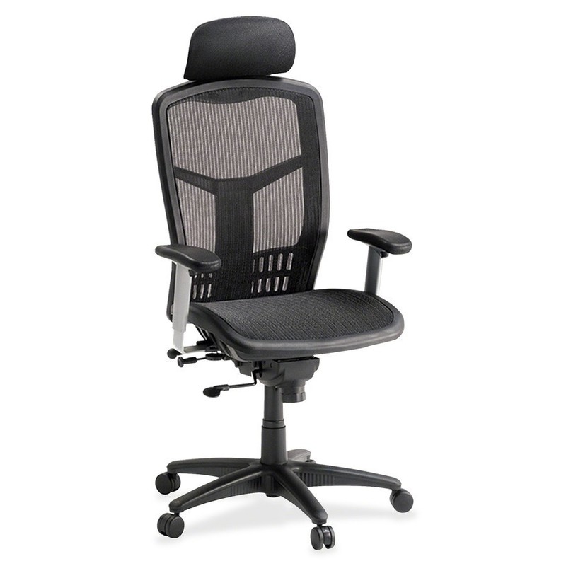 Lorell ErgoMesh Series Mesh High-Back Office Chair - Black Seat Color - Mesh gallery