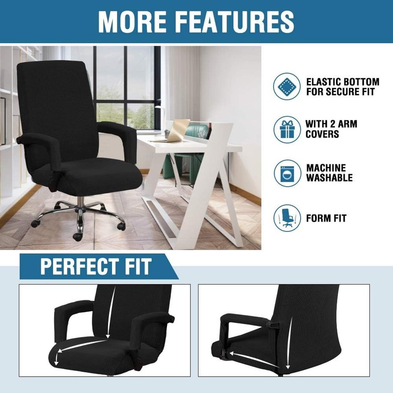 H.VERSAILTEX Home Office Chair Covers Stretchable Computer Desk Large, Black gallery