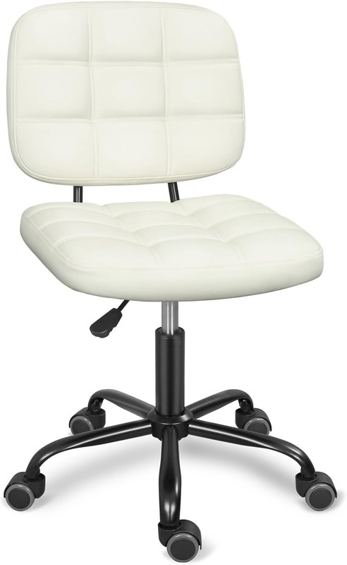 Armless Home Office Desk Chair W/ Wheels Modern Ergonomic Drafting Rolling Chair
