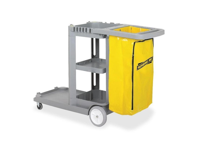 Genuine Joe Janitors Cart 20-1/2"Wx40"Lx38"H Lt Gray/Yellow 02342 gallery