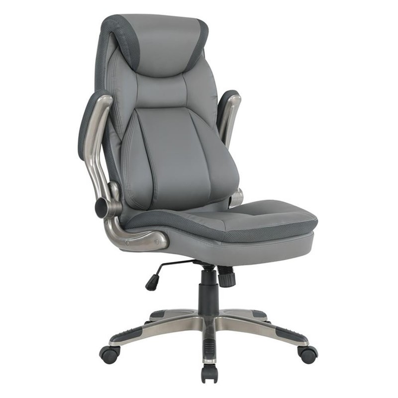 Scranton & Co Executive Charcoal Bonded Leather Chair with Nylon Base gallery
