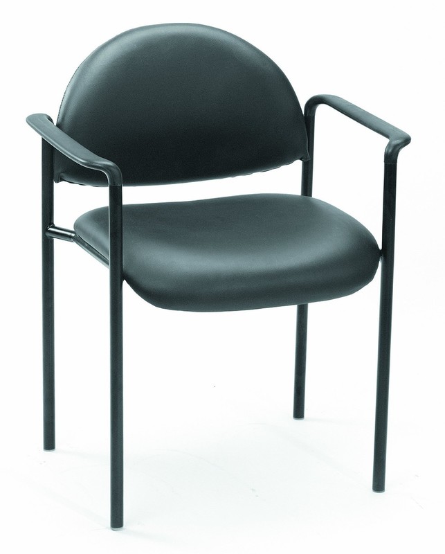 Dimond Caressoft Stacking Chair with Arms in Black, 250 lbs. (B9501-CS)