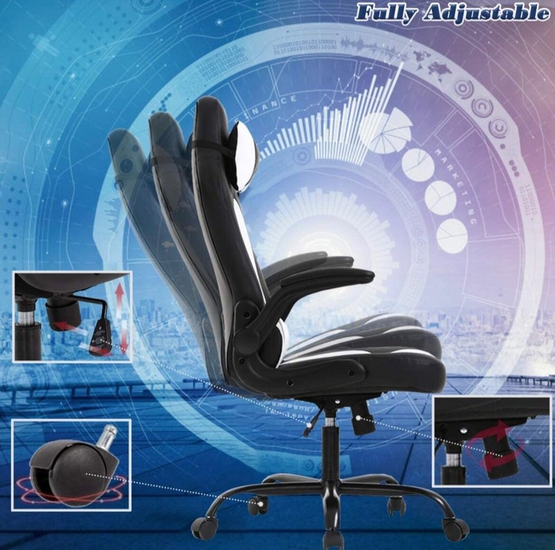 BestOffice Gaming Chair Adjustable For Back Comfort Plus Arm And Head Rests gallery