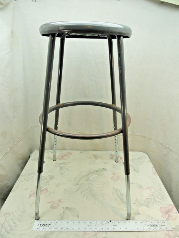 Vintage Industrial Royal Metal Gray Adjustable Shop Work Stool 24″- 32″