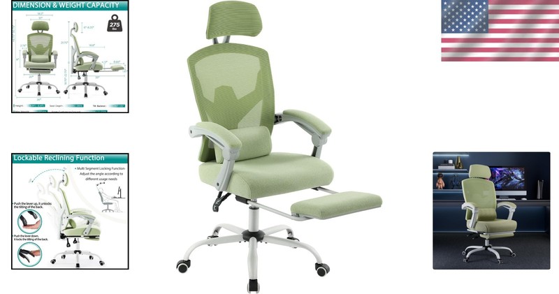 Swivel Ergonomic Chair for Home & Office – Adjustable Footrest & Neck Support gallery
