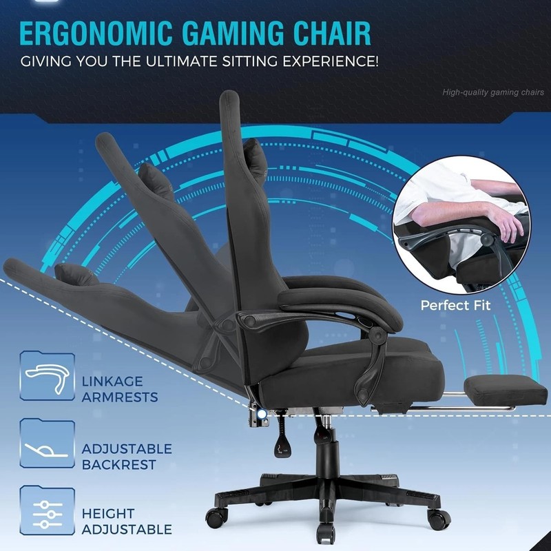 Big and Tall Gaming Chair Fabric with Pocket Spring Cushion, High Back Ergono... gallery