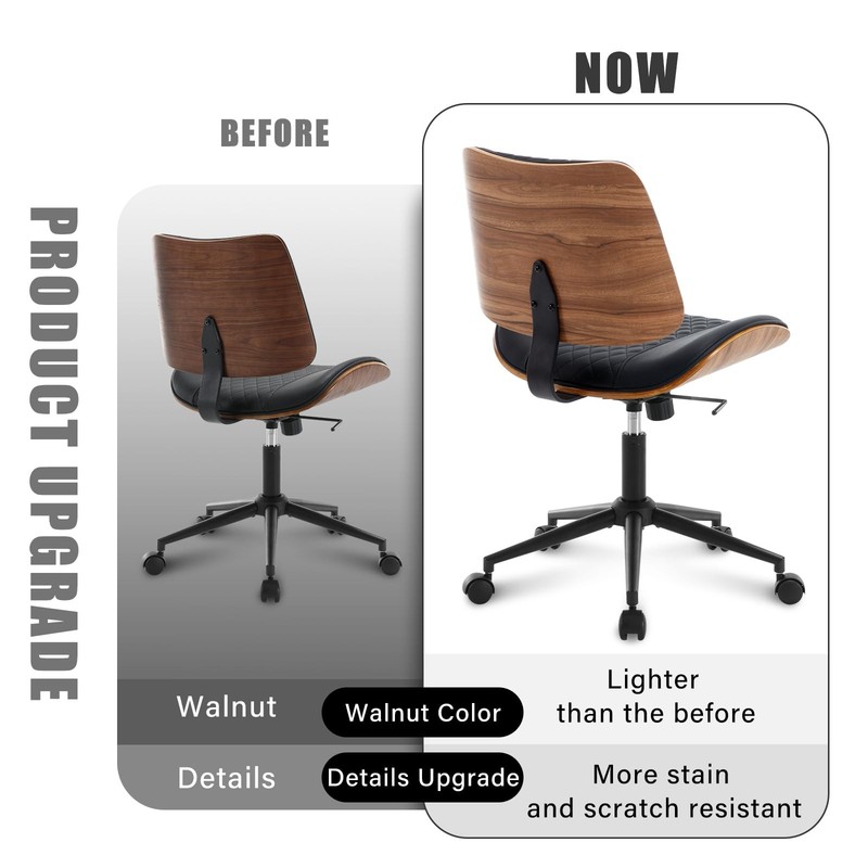BERYTH Home Office Chair No Arms with Wheels, Adjustable Height Small Desk Chair gallery