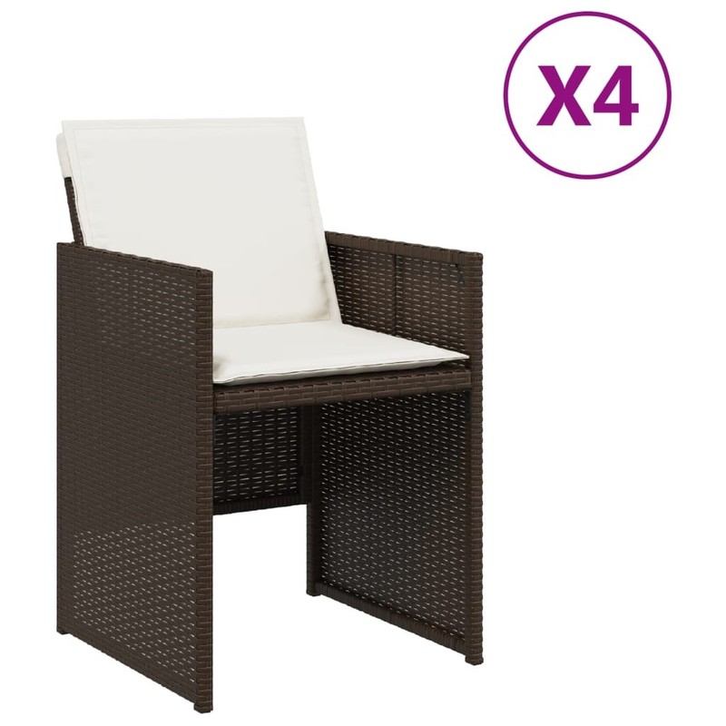 Patio Chairs with Cushions Outdoor Furniture 4 Pcs Brown Poly Rattan vidaXL