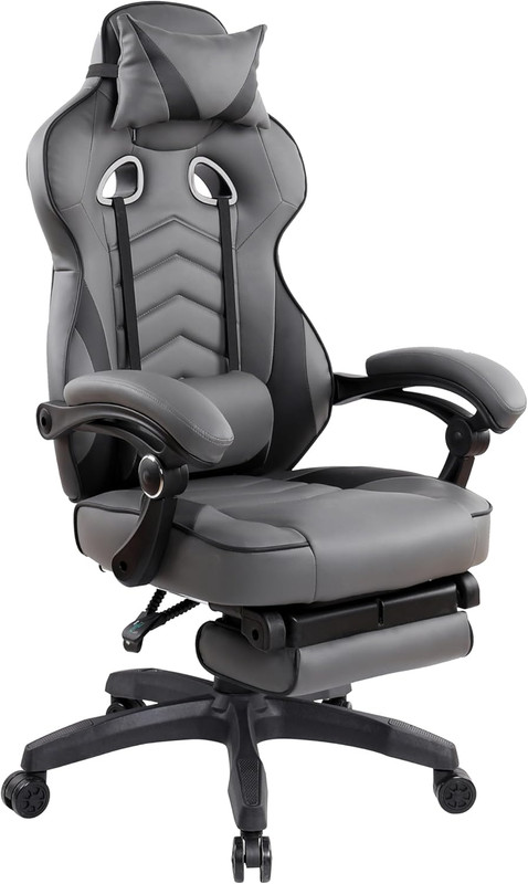 Executive Office or Gaming Chair with Footrest, Padded PU Leather Office Chair w